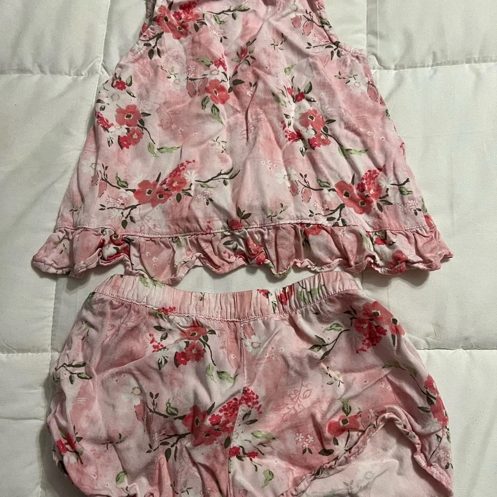 Vince Camuto Girls Floral Tank Top & Shorts Set Size 7 Pink Summer Outfit - Picture 3 of 8
